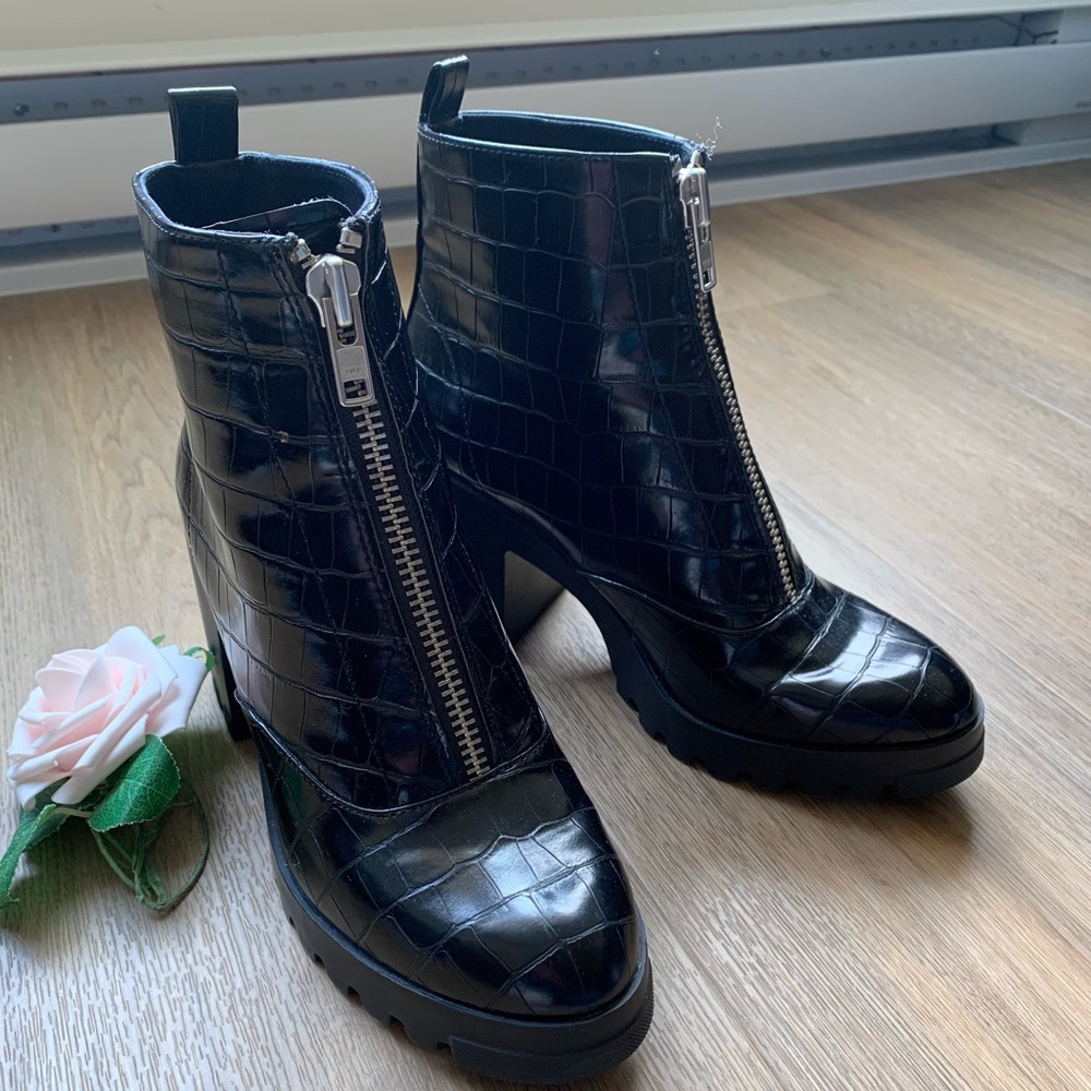 BP Marley Heeled Zip Up Faux Leather Boots